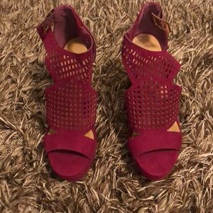Fuschia wedge heel